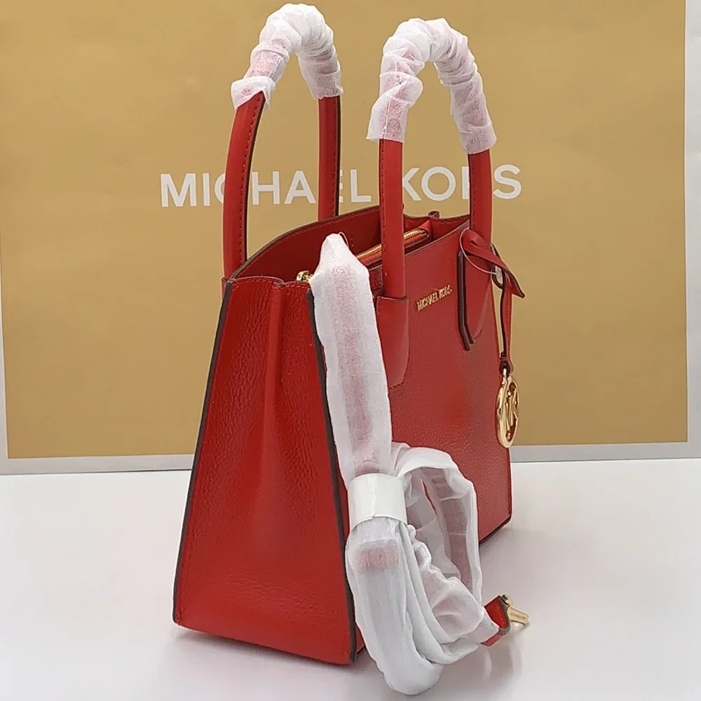 MICHAEL KORS MERCER MEDIUM MESSENGER CROSSBODY BAG FLAME COLOR - Picture 4 of 14